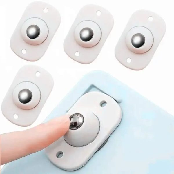 4-Piece Mini Swivel Furniture Wheels – Self-Adhesive Stainless Steel Casters with 360° Rotation