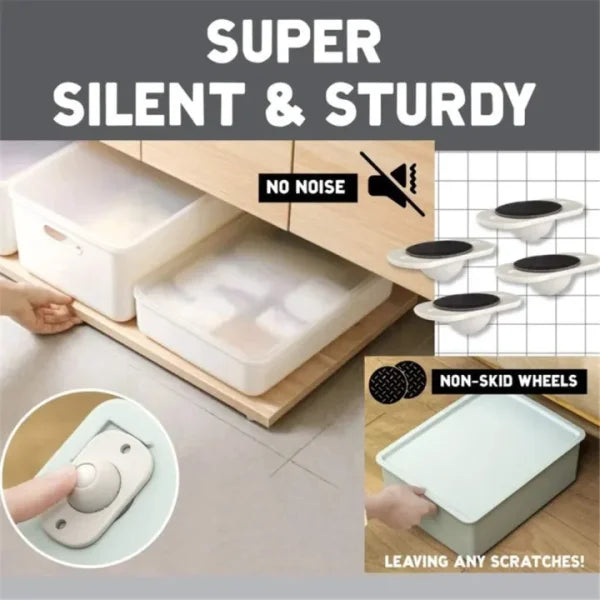 4-Piece Mini Swivel Furniture Wheels – Self-Adhesive Stainless Steel Casters with 360° Rotation