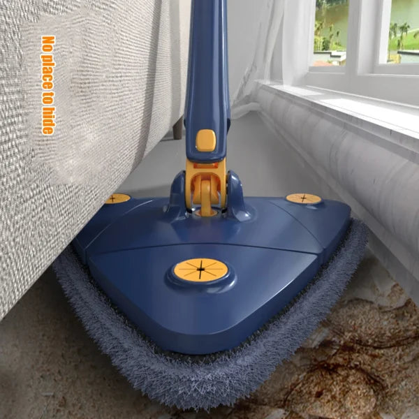 Extendable Triangle Mop 360° Twist-Squeeze Wringing – Telescopic Wet/Dry Cleaning Tool