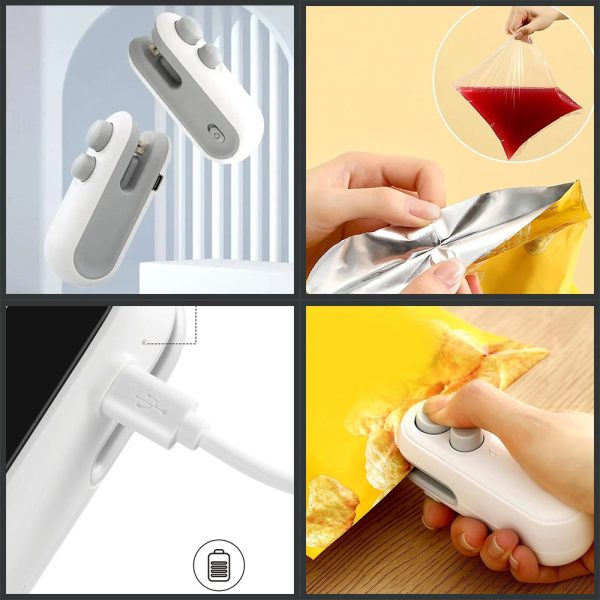 Mini 2-in-1 USB Rechargeable Heat Sealing Machine with Cutter – Portable Snack & Food Bag Sealer