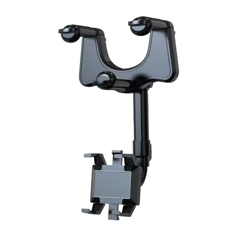360° Rotatable & Retractable Rearview Mirror Phone Holder – Clip-On, Hands-Free
