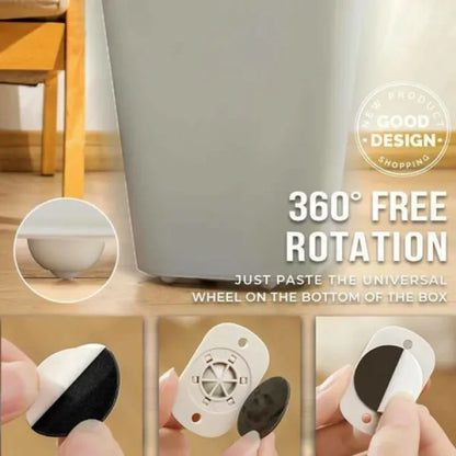 4-Piece Mini Swivel Furniture Wheels – Self-Adhesive Stainless Steel Casters with 360° Rotation