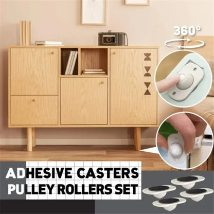 4-Piece Mini Swivel Furniture Wheels – Self-Adhesive Stainless Steel Casters with 360° Rotation