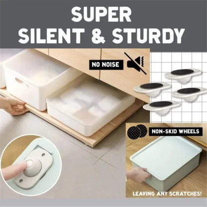 4-Piece Mini Swivel Furniture Wheels – Self-Adhesive Stainless Steel Casters with 360° Rotation