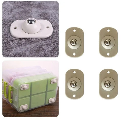 4-Piece Mini Swivel Furniture Wheels – Self-Adhesive Stainless Steel Casters with 360° Rotation