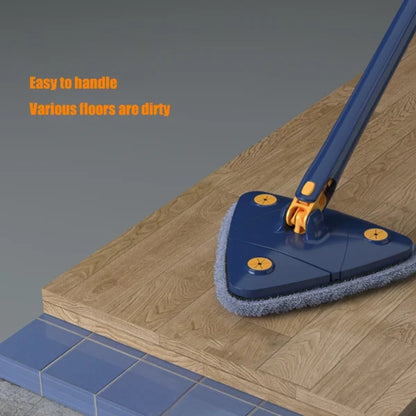 Extendable Triangle Mop 360° Twist-Squeeze Wringing – Telescopic Wet/Dry Cleaning Tool