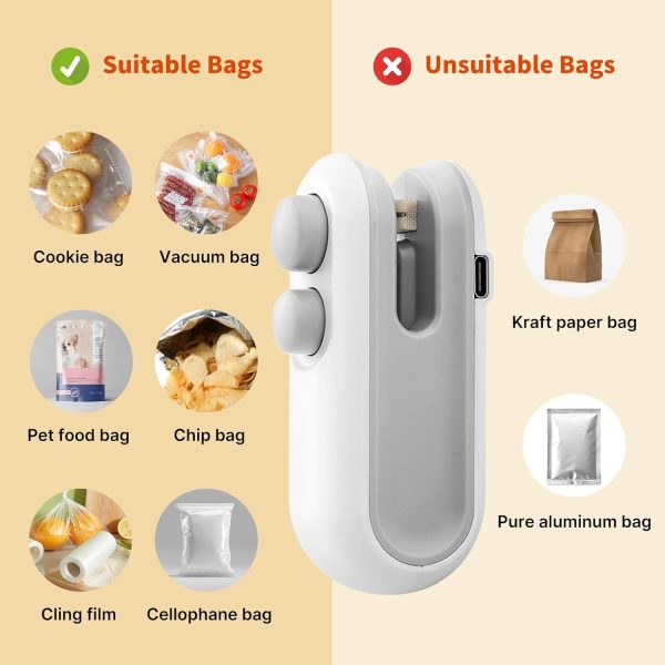 Mini 2-in-1 USB Rechargeable Heat Sealing Machine with Cutter – Portable Snack & Food Bag Sealer