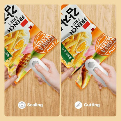 Mini 2-in-1 USB Rechargeable Heat Sealing Machine with Cutter – Portable Snack & Food Bag Sealer