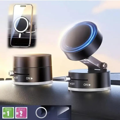 Magnetic Wireless Phone Holder with Vacuum Suction Cup – Strong Grip & Foldable Design