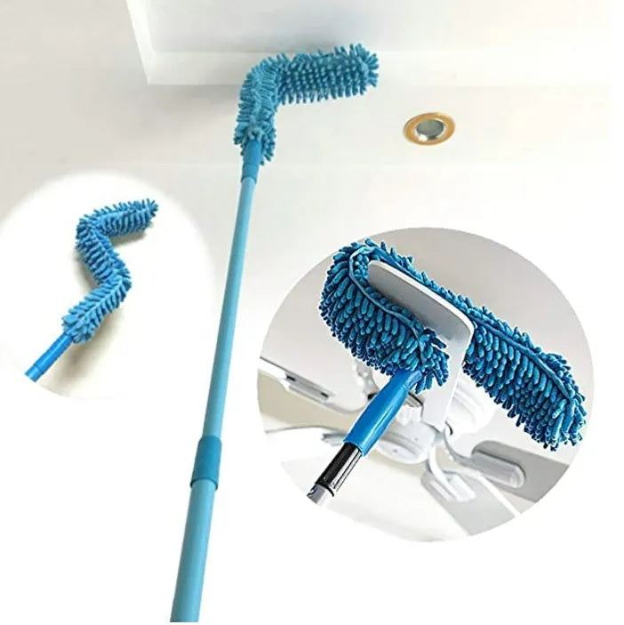 Flexible Microfiber Duster with Telescopic Stainless Steel Handle – Bendable Head for Fan & Home Cleaning