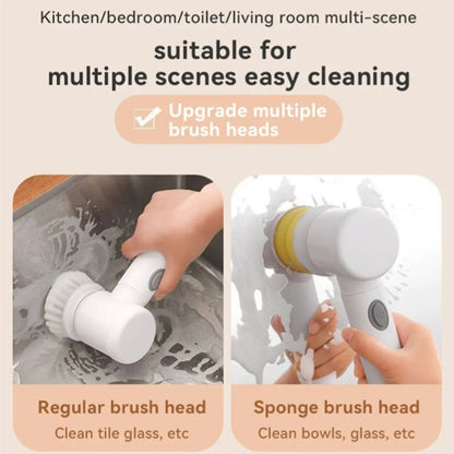 5 in 1 Rechargeable Magic Brush | Electric Cleaning Scrubber | Dish Washing, Car Waxing & Multipurpose Household Cleaner