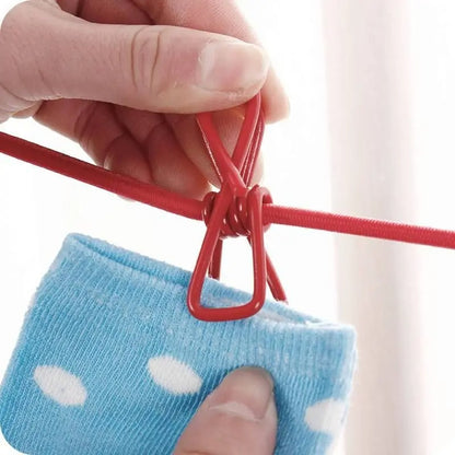 Portable Drying Rope with 12 Clips & 2 Hooks – Travel & Home Clothesline