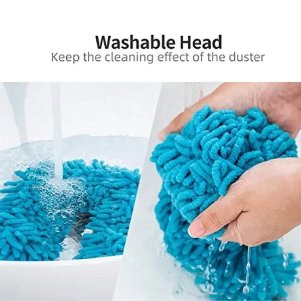Flexible Microfiber Duster with Telescopic Stainless Steel Handle – Bendable Head for Fan & Home Cleaning