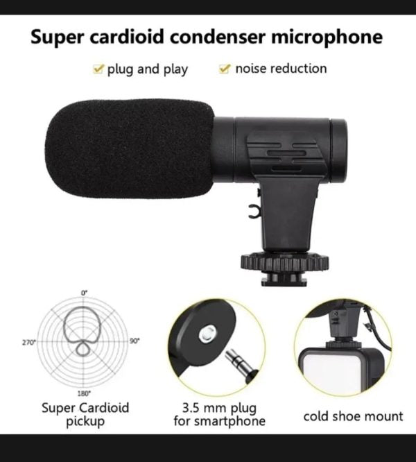 Video Vlog Making Kit AY-49 – Wireless Remote, LED Light, Mic, Tripod & Phone Holder