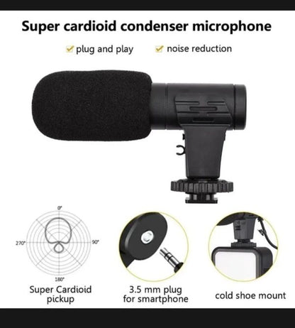 Video Vlog Making Kit AY-49 – Wireless Remote, LED Light, Mic, Tripod & Phone Holder