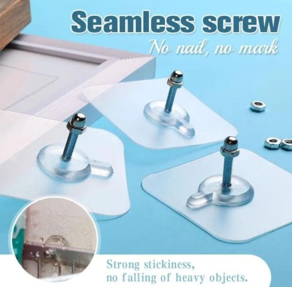 10-Heavy Duty Self Adhesive Wall Hooks & Screws – No Drill, Reusable, Damage-Free Hanging Solution