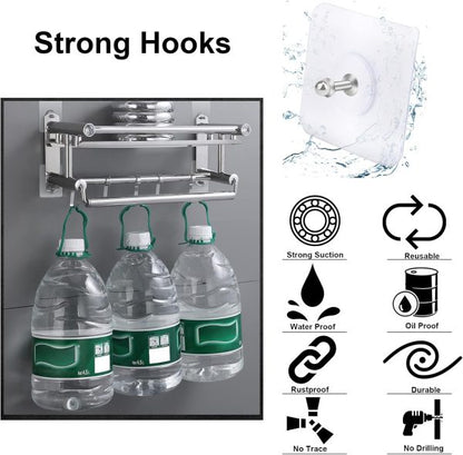 10-Heavy Duty Self Adhesive Wall Hooks & Screws – No Drill, Reusable, Damage-Free Hanging Solution